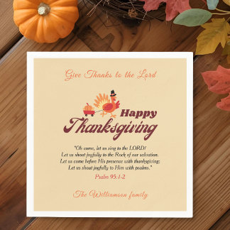 Cute Turkey Thanksgiving | Give Thanks to the Lord Napkin