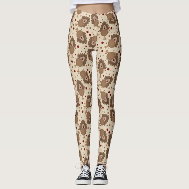 Cute Turkey Thanksgiving Leggings (Front)