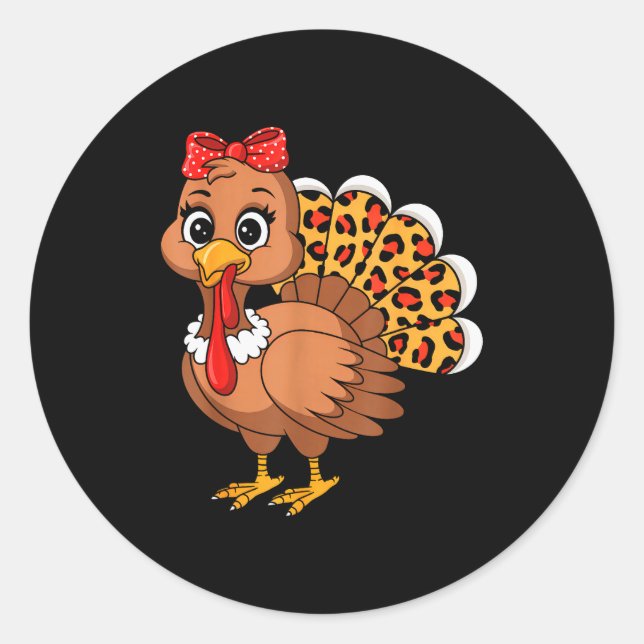 Cute Turkey Thanksgiving Lgrim Turkey Day Women Gi Classic Round Sticker (Front)