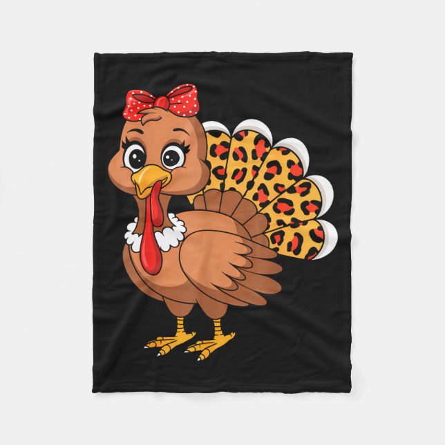 Cute Turkey Thanksgiving Lgrim Turkey Day Women Gi Fleece Blanket (Front)