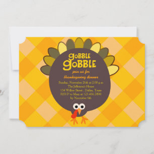 Cute Turkey Thanksgiving Party Invitation