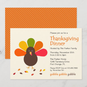 Cute Turkey Thanksgiving Party Invitation