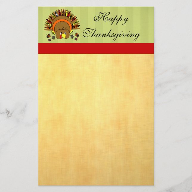 Cute Turkey Thanksgiving Stationery (Front)