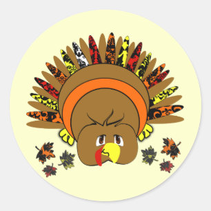Cute Turkey Thanksgiving Stickers
