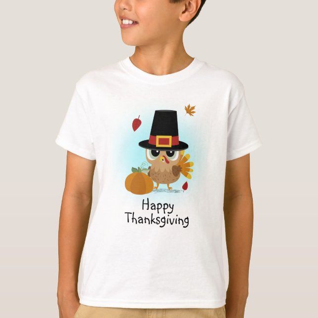 Cute Turkey Thanksgiving T-Shirt (Front)