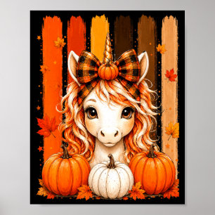 Cute turkey unicorn thanksgiving girls kids poster