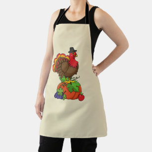 Cute Turkey with Harvest Thanksgiving Apron