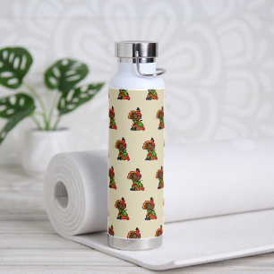 Cute Turkey with Harvest Thanksgiving Water Bottle