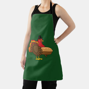 Cute Turkey with Pumpkin Pie Thanksgiving Apron