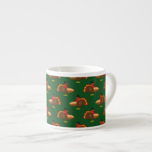 Cute Turkey with Pumpkin Pie Thanksgiving Espresso Cup