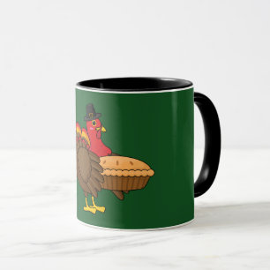 Cute Turkey with Pumpkin Pie Thanksgiving Mug