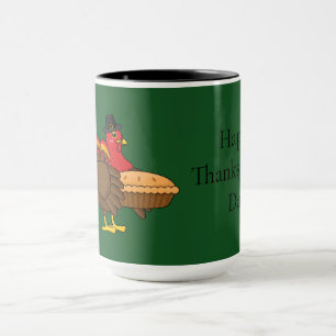 Cute Turkey with Pumpkin Pie Thanksgiving Mug
