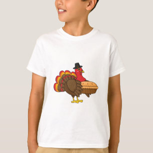 Cute Turkey with Pumpkin Pie Thanksgiving T-Shirt