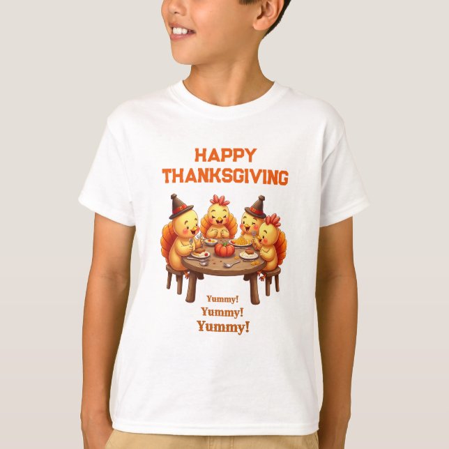 Cute Turkeys Feast T-Shirt (Front)