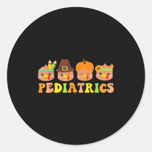 Cute Turkeys Pediatrics Pumpkin Thanksgiving Fall  Classic Round Sticker