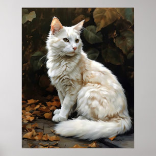 Cute Turkish Angora Cat Art Print Poster