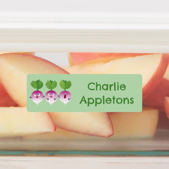 Cute turnip vegetable trio cartoon personalised (Affixed)