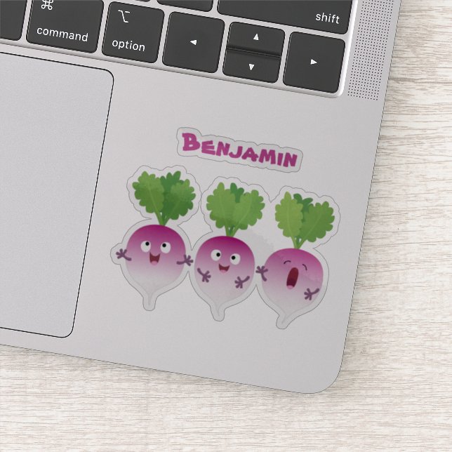 Cute turnip vegetable trio singing cartoon (Detail)