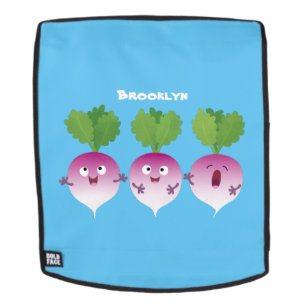 Cute turnip vegetable trio singing cartoon backpack