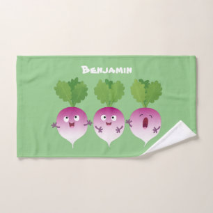 Cute turnip vegetable trio singing cartoon bath towel set