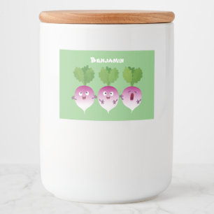 Cute turnip vegetable trio singing cartoon food label