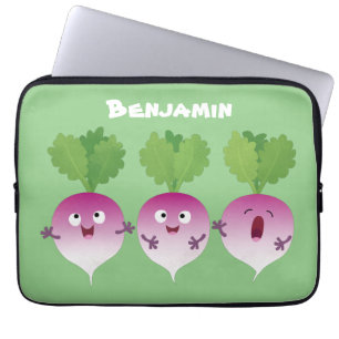 Cute turnip vegetable trio singing cartoon laptop sleeve