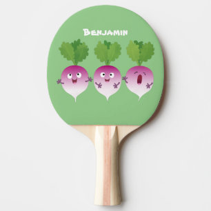 Cute turnip vegetable trio singing cartoon  ping pong paddle