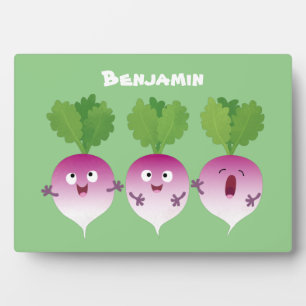 Cute turnip vegetable trio singing cartoon plaque