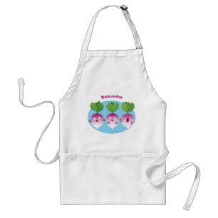 Cute turnip vegetable trio singing cartoon standard apron