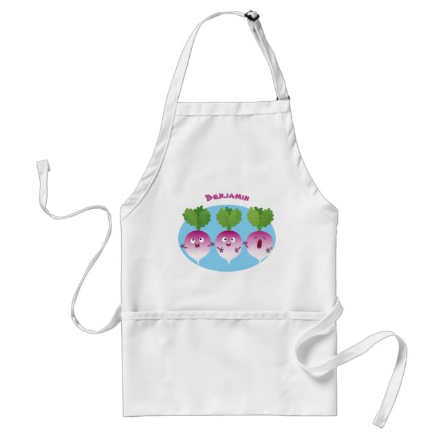 Cute turnip vegetable trio singing cartoon  standard apron (Front)