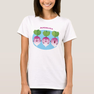 Cute turnip vegetable trio singing cartoon T-Shirt