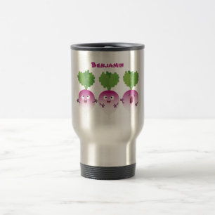 Cute turnip vegetable trio singing cartoon travel mug