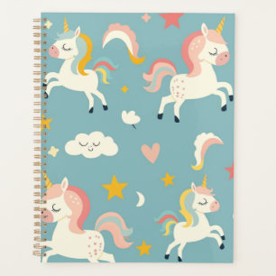Cute Turqoise Unicorn for Kids Planner
