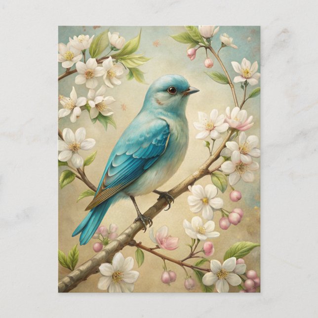 Cute Turquoise Bird Postcard (Front)