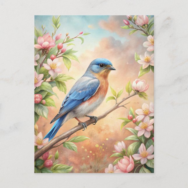 Cute Turquoise Bird Postcard (Front)