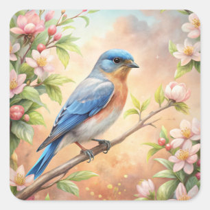 Cute Turquoise Bird Square Sticker