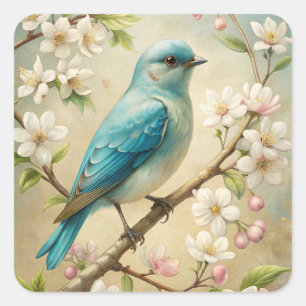 Cute Turquoise Bird Square Sticker