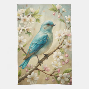 Cute Turquoise Bird Tea Towel