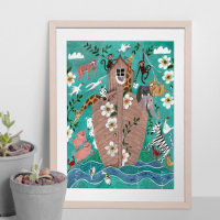 Cute turquoise blue kids ark of Noah children