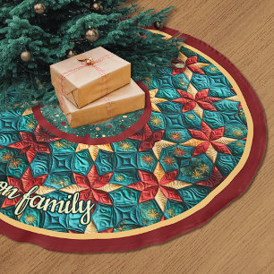 Cute turquoise festive christmas printed custom brushed polyester tree skirt