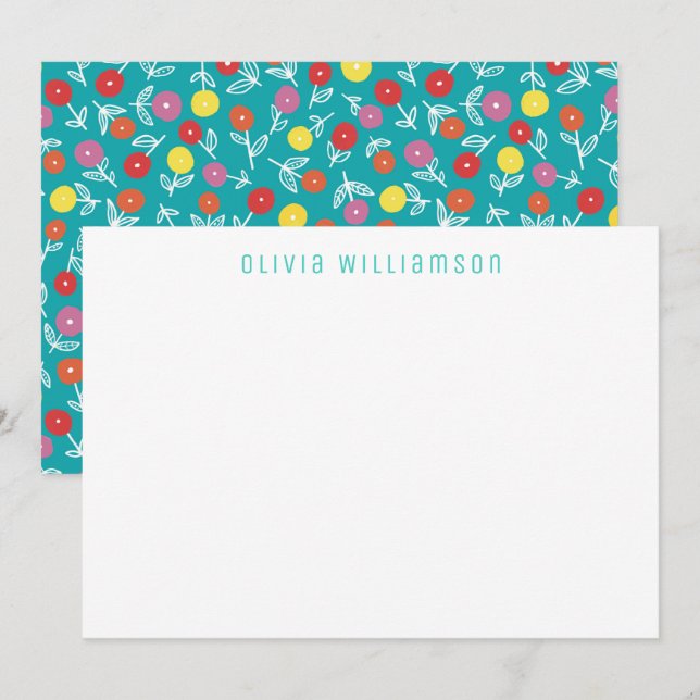 Cute Turquoise Floral pattern Card (Front/Back)