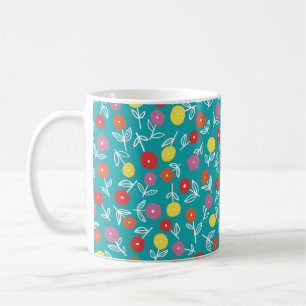 Cute turquoise floral pattern coffee mug
