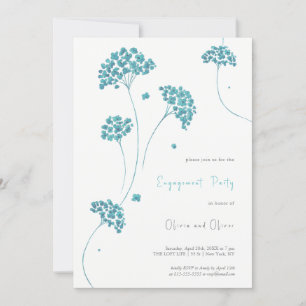 Cute Turquoise Flowers Engagement Party Invitation