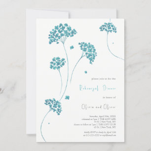 Cute Turquoise Flowers Rehearsal Dinner Invitation