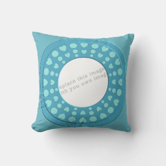 Cute turquoise heart frame template cushion