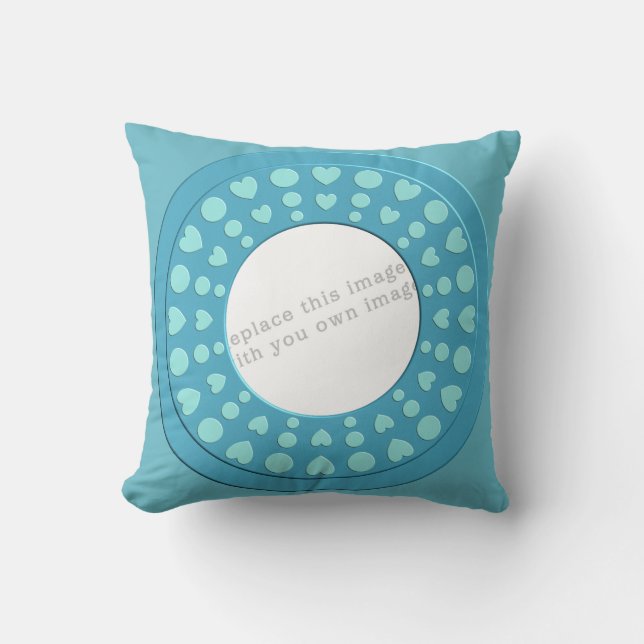 Cute turquoise heart frame template cushion (Front)