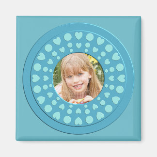 Cute turquoise heart frame template magnet