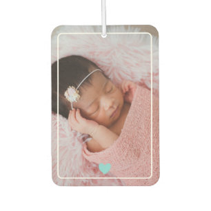 Cute Turquoise Heart With Photo Car Air Freshener