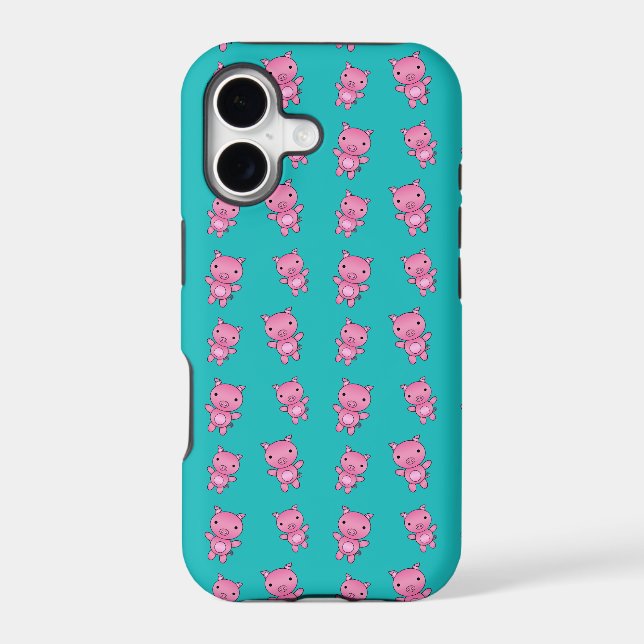 Cute turquoise pig pattern (Back)