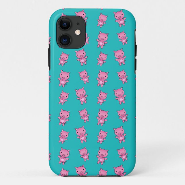 Cute turquoise pig pattern Case-Mate iPhone case (Back)